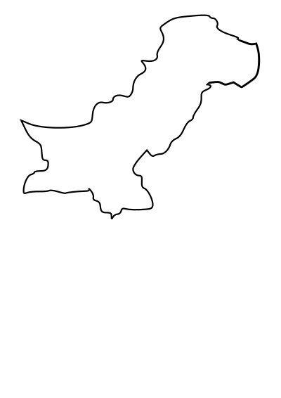 Black outline map of Pakistan clipart