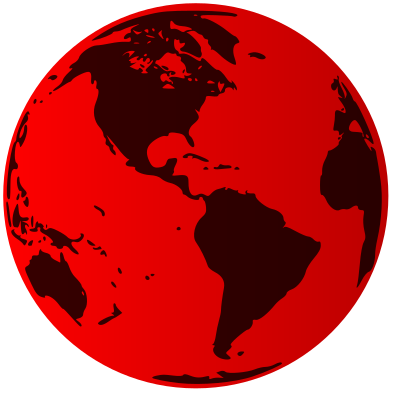 Black planet Earth with red oceans gradient climate disaster clipart