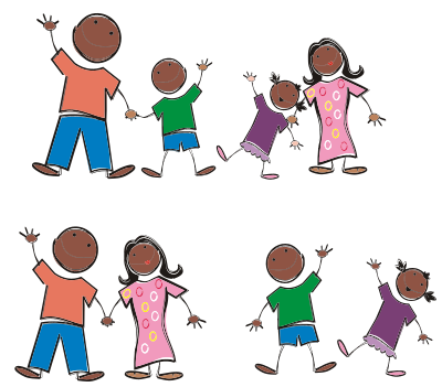 Black Stick Figure Family clipart