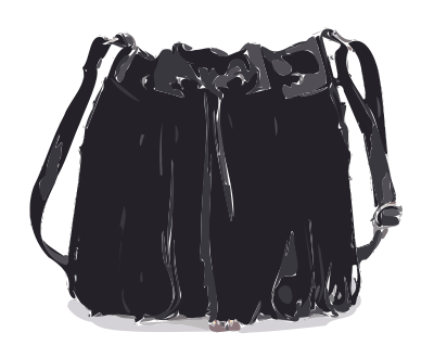 Black Tassled Leather Bag No Logo clipart