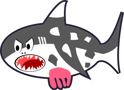 Black, White & Red Cartoon Shark Cow clipart