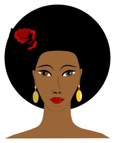 Black woman with a rose clipart