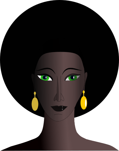 Black woman with green eyes clipart