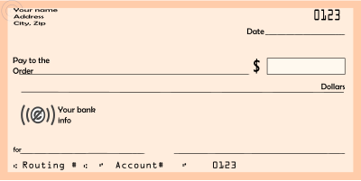 Blank cheque or check clipart