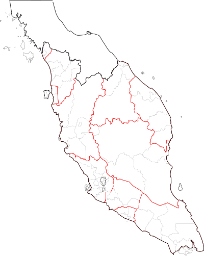 Blank map of Peninsular Malaysia (fixed and updated, with southern Thailand) clipart
