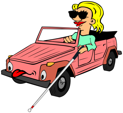 Blind Girl Driving Car Cartoon clipart