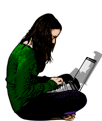 Blogging Girl coloured clipart