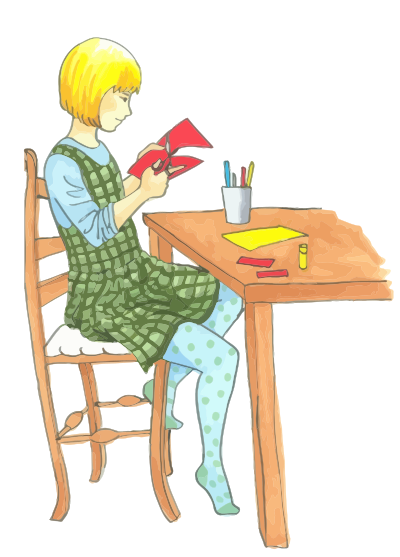 Blonde Girl Doing Crafts At A Table clipart
