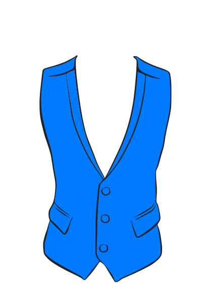 Blue and black formal wear waistcoat vest clipart