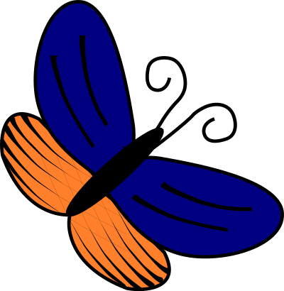 Blue and orange butterfly clipart