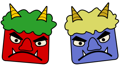 Blue and Red Oni clipart