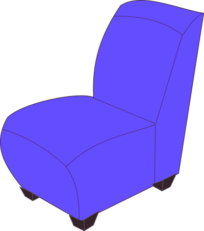 Blue armless chair clipart