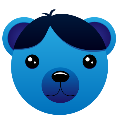 Blue Bear with parted hair clipart