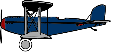 Blue biplane with red wings clipart