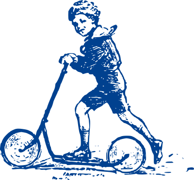 Blue Boy on Scooter clipart