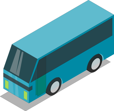Blue bus (teal) clipart