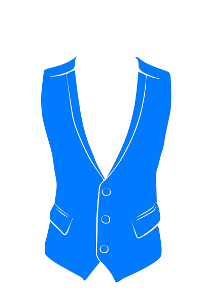 Blue formal waistcoat with white edging clipart