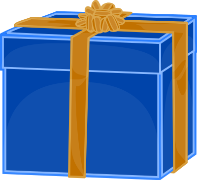 Blue gift with golden ribbon clipart