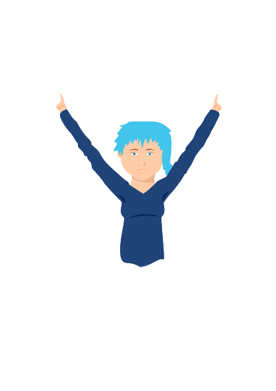Blue-hair boy or girl happy clipart