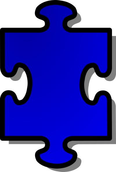 Blue Jigsaw piece 01 clipart