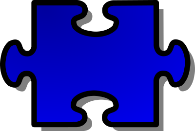 Blue Jigsaw piece 02 clipart