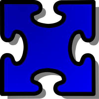 Blue Jigsaw piece 03 clipart