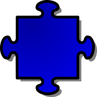 Blue Jigsaw piece 04 clipart