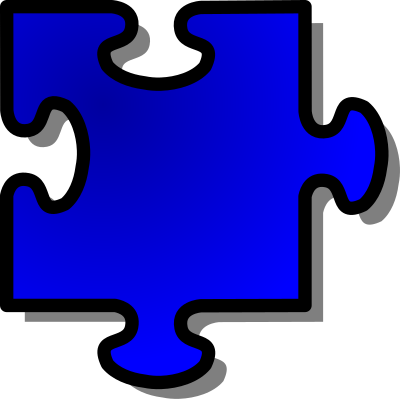 Blue Jigsaw piece 10 clipart