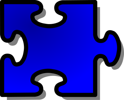 Blue Jigsaw piece 14 clipart