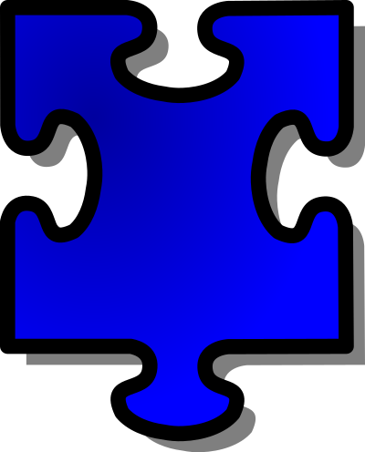 Blue Jigsaw piece 15 clipart