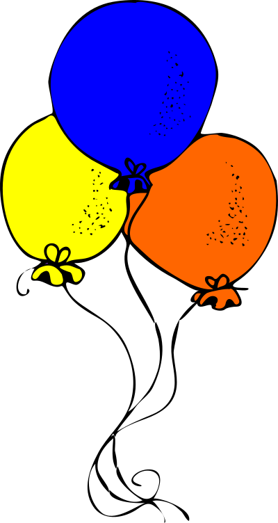 Blue orange and yellow balloons clipart