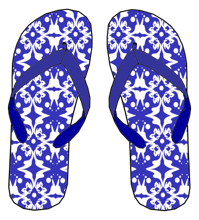 Blue Pattern Flip Flops clipart