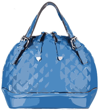 Blue Patterned Leather Handbag without logo clipart