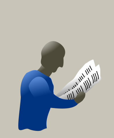 Blue person reading clipart