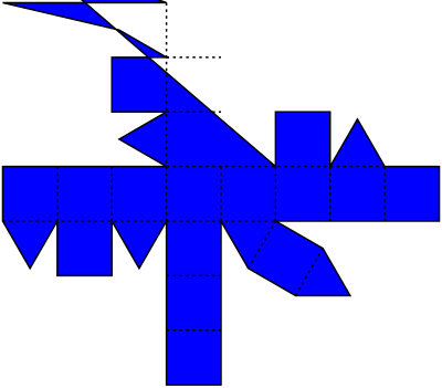 Blue Rhombicuboctahedron Net clipart