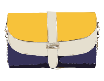 Blue Tan and Yellow Leather Bag clipart