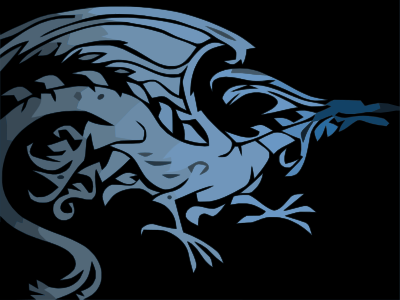 Blue Tribal Dragon on Black background clipart