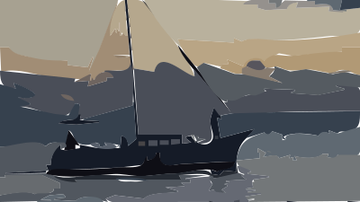 Boat at night clipart