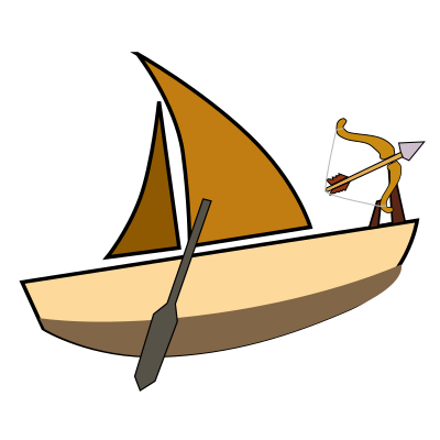 Boat sailing with Arrow attached clipart