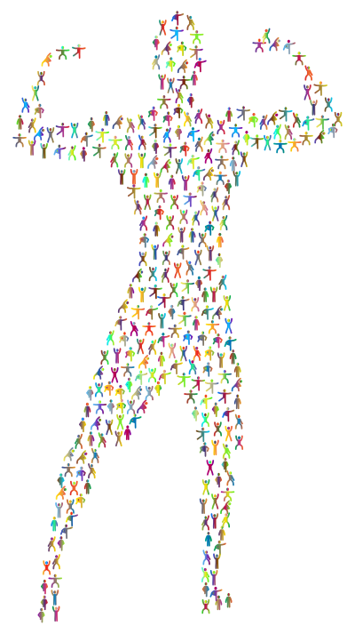 Bodybuilder Flexing Fitness Icons Polyprismatic clipart