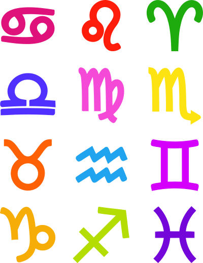 Bold zodiac symbols (colour) clipart
