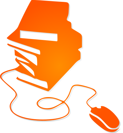 Books and Mouse Orange Silhouette clipart
