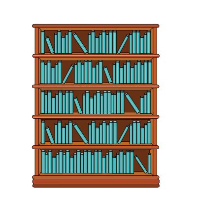 Bookshelf with Blue Books clipart