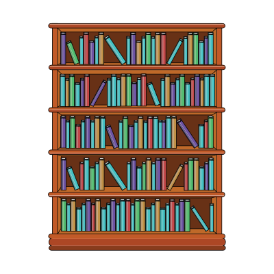 Bookshelf with Books clipart