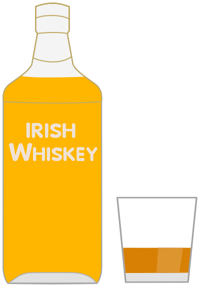 Bottle of Irish whiskey and a glass clipart