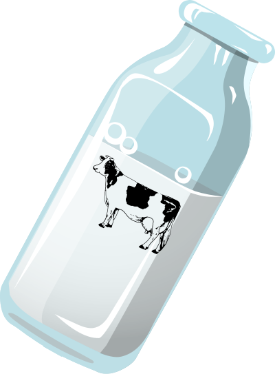 Bottle of milk with cow clipart