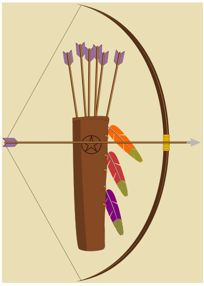 Bow, arrow and quiver clipart