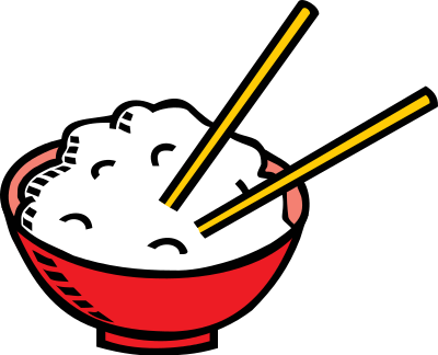 Bowl of rice and chopsticks clipart