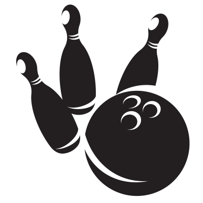 Bowling pins and a ball silhouette clipart