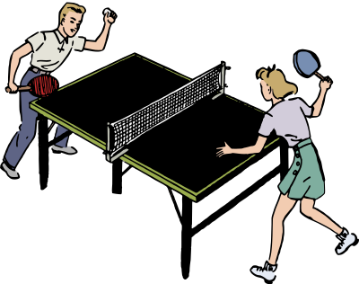 Boy and Girl Play Ping Pong - Colour clipart